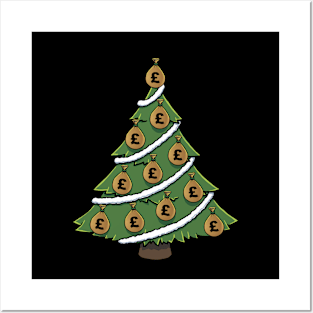 Money Christmas Tree GBP British pound sterling Posters and Art